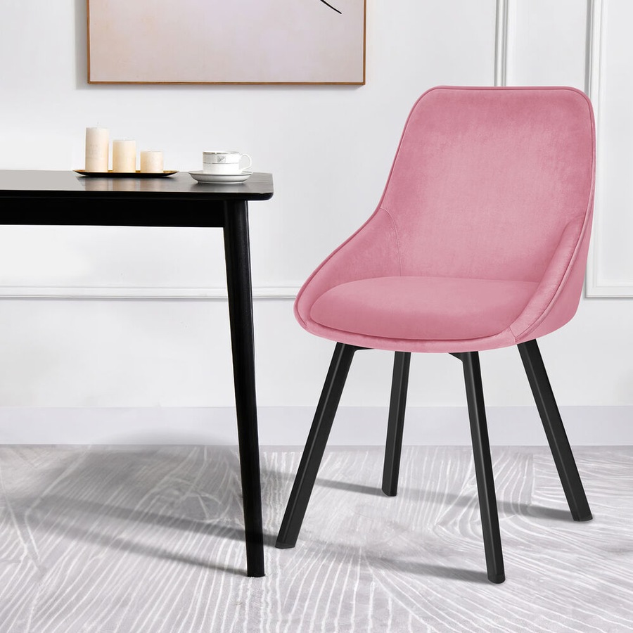 ALFORDSON Set of 2 Dining Chair Kitchen Velvet Pink