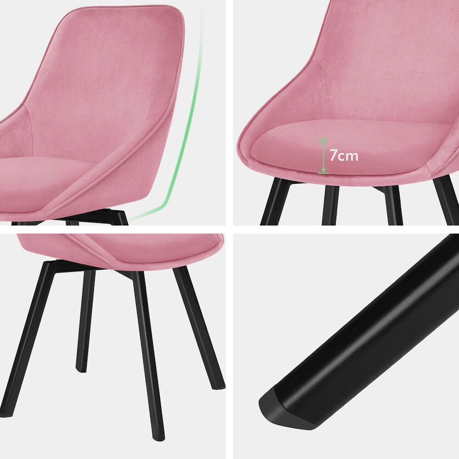 ALFORDSON Set of 2 Dining Chair Kitchen Velvet Pink