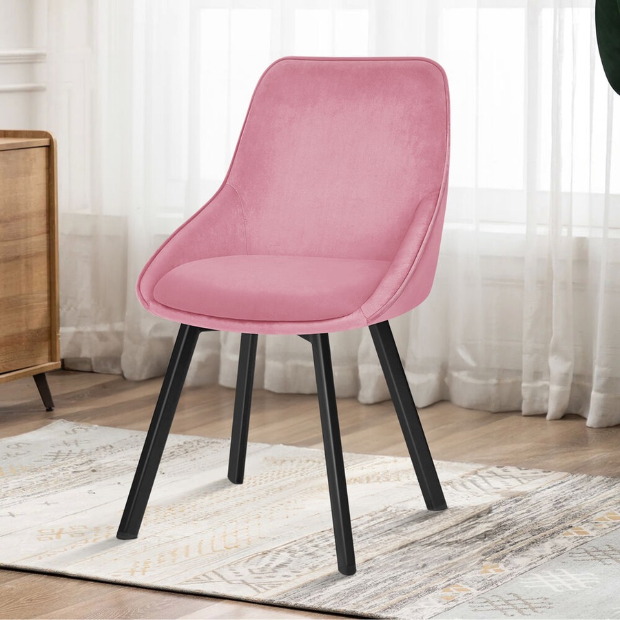 ALFORDSON Set of 2 Dining Chair Kitchen Velvet Pink