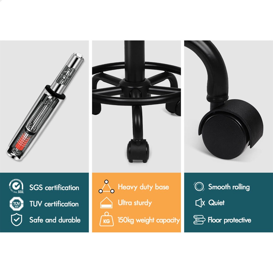 ALFORDSON 2x Salon Stool Backrest Swivel Barber Hair Dress Chair All Black