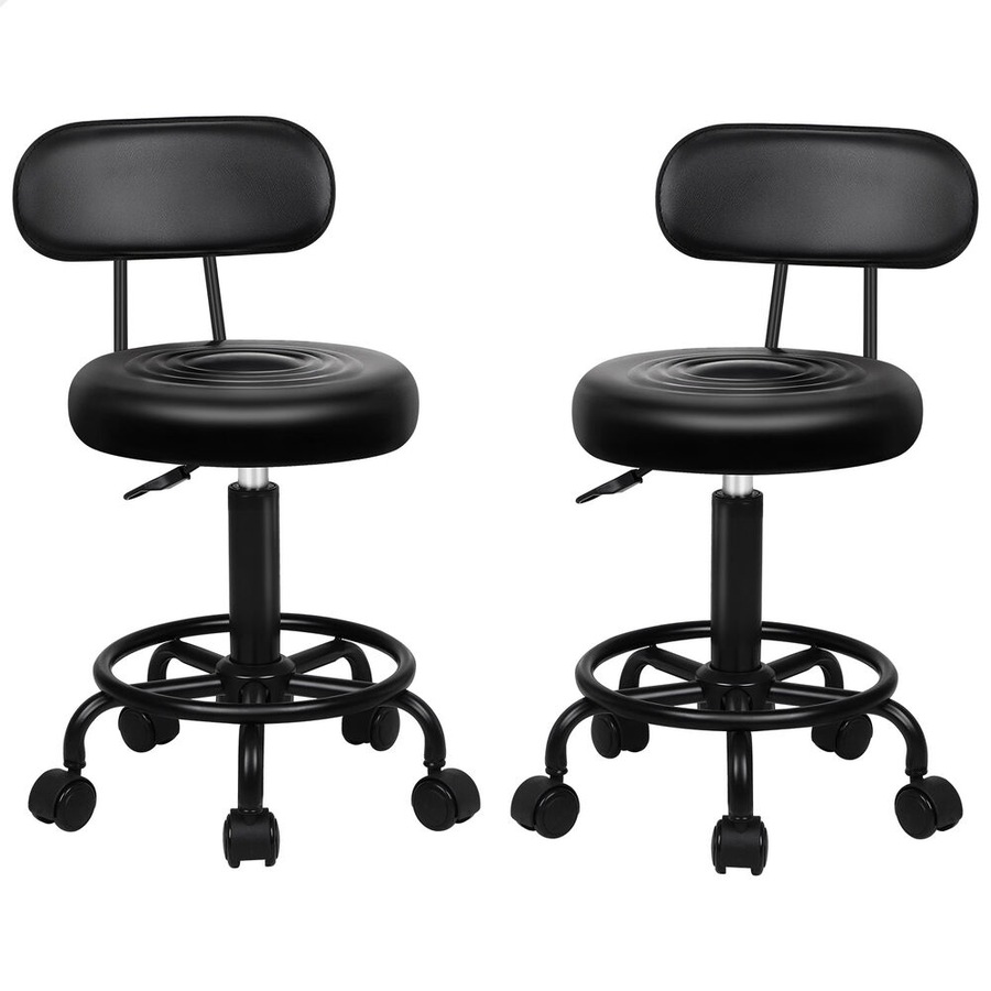 ALFORDSON 2x Salon Stool Backrest Swivel Barber Hair Dress Chair All Black