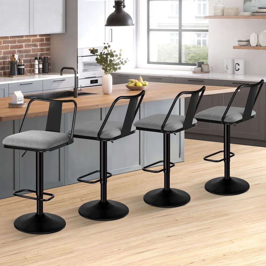 4x ALFORDSON Bar Stools Industrial Style Fabric Grey