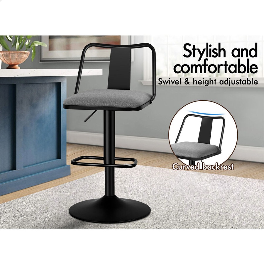 4x ALFORDSON Bar Stools Industrial Style Fabric Grey