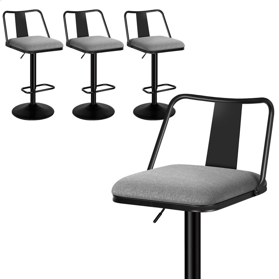 4x ALFORDSON Bar Stools Industrial Style Fabric Grey