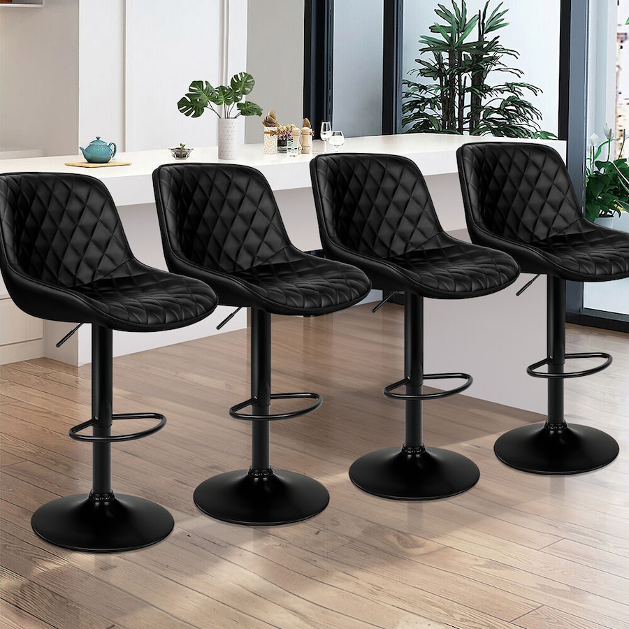 4x ALFORDSON Bar Stools Leather Stool All Black