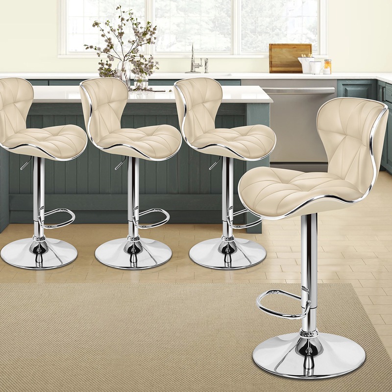 Buy ALFORDSON 4x Bar Stools Luna Kitchen Swivel chair Leather Gas lift