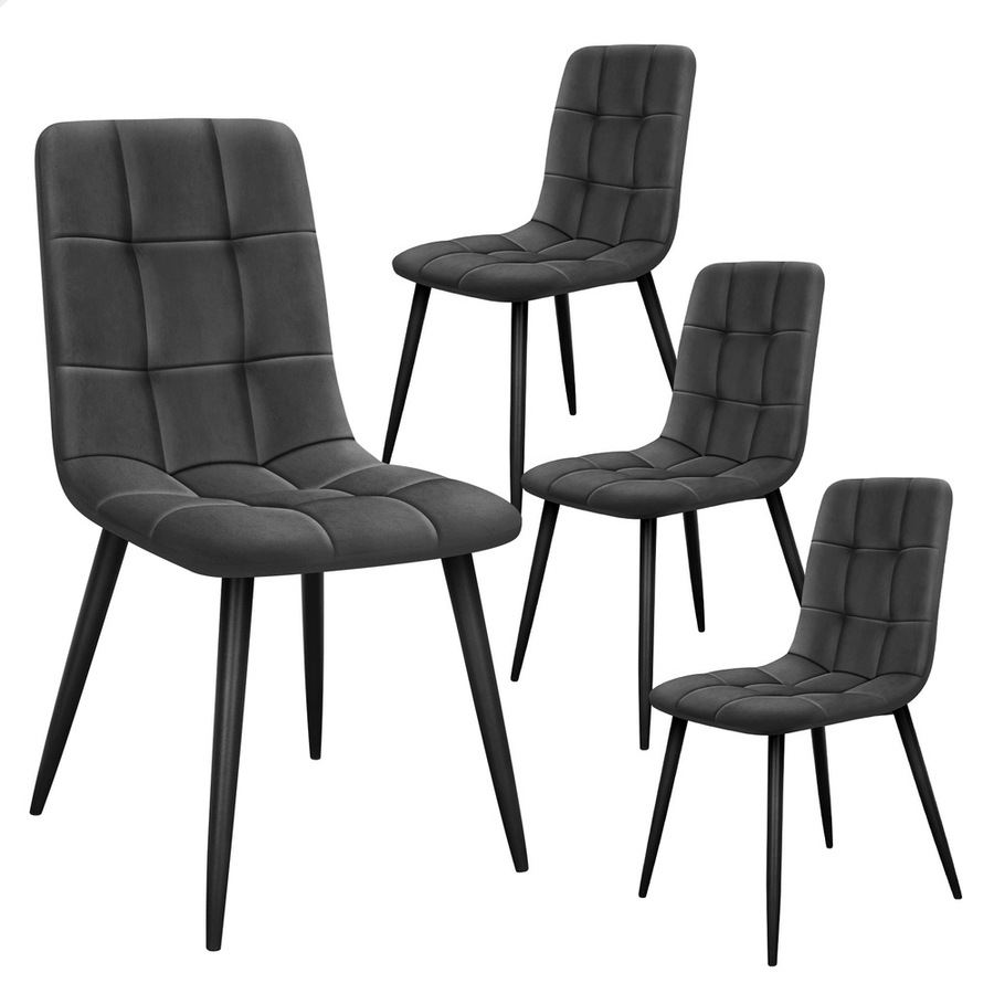 ALFORDSON 4x Dining Chair Elegant Retro Suede Fabric Grey