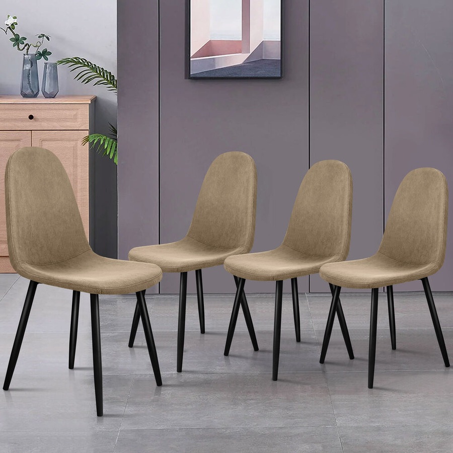 ALFORDSON Set of 4 Dining Chair Kitchen Accent Cafe Lounge Upholstered Corduroy Khaki