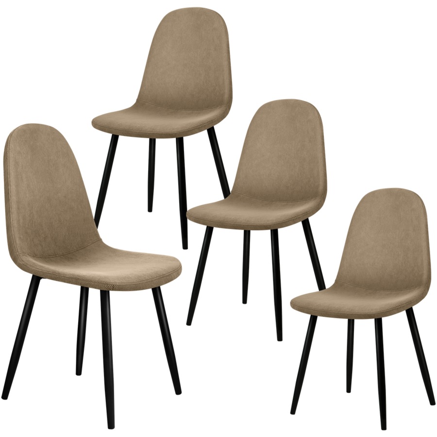ALFORDSON Set of 4 Dining Chair Kitchen Accent Cafe Lounge Upholstered Corduroy Khaki