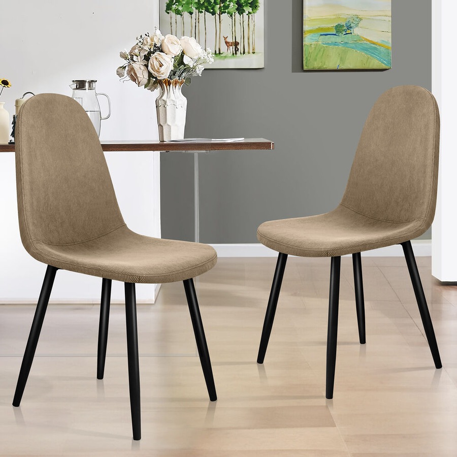 ALFORDSON Set of 4 Dining Chair Kitchen Accent Cafe Lounge Upholstered Corduroy Khaki