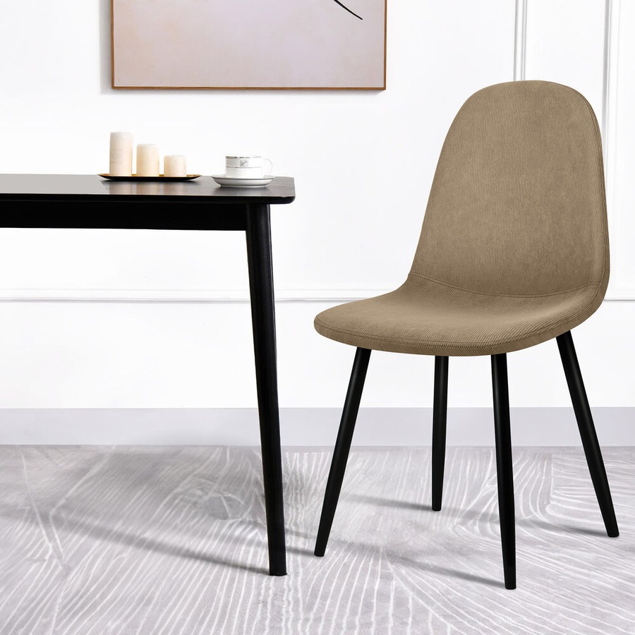 ALFORDSON Set of 4 Dining Chair Kitchen Accent Cafe Lounge Upholstered Corduroy Khaki