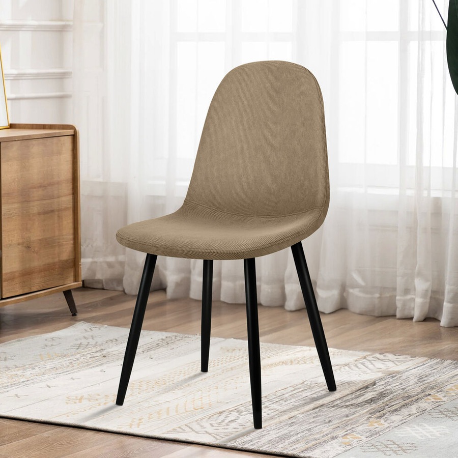 ALFORDSON Set of 4 Dining Chair Kitchen Accent Cafe Lounge Upholstered Corduroy Khaki