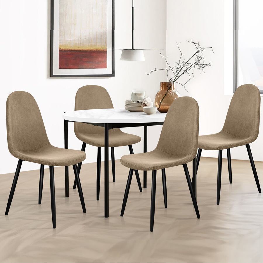 ALFORDSON Set of 4 Dining Chair Kitchen Accent Cafe Lounge Upholstered Corduroy Khaki