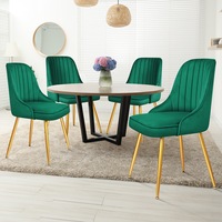 ALFORDSON 4x Dining Chairs Kitchen Accent Lounge Padded Tufted Seat Velvet Green