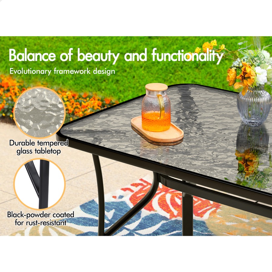 ALFORDSON 7PCS Outdoor Dining Set Patio Table and Chairs Garden Furniture Black