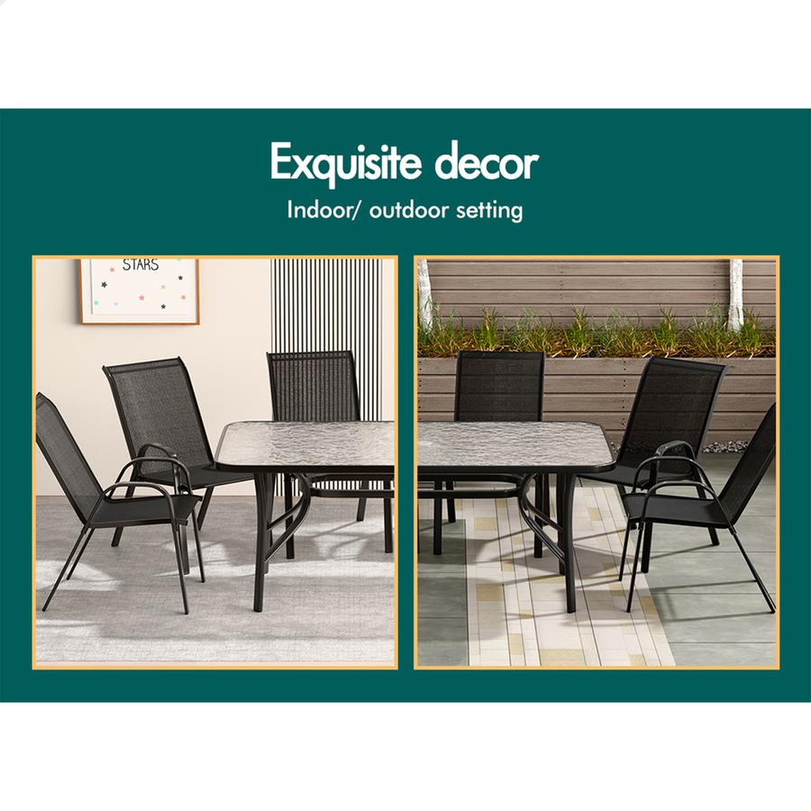 ALFORDSON 7PCS Outdoor Dining Set Patio Table and Chairs Garden Furniture Black