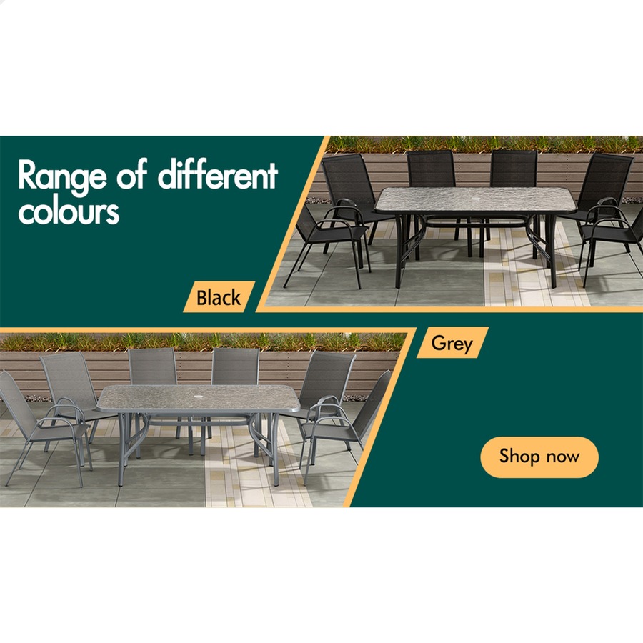 ALFORDSON 7PCS Outdoor Dining Set Patio Table and Chairs Garden Furniture Black