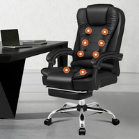 1 ALFORDSON 8-Point Massage Office Chair Heated Seat PU Leather Black