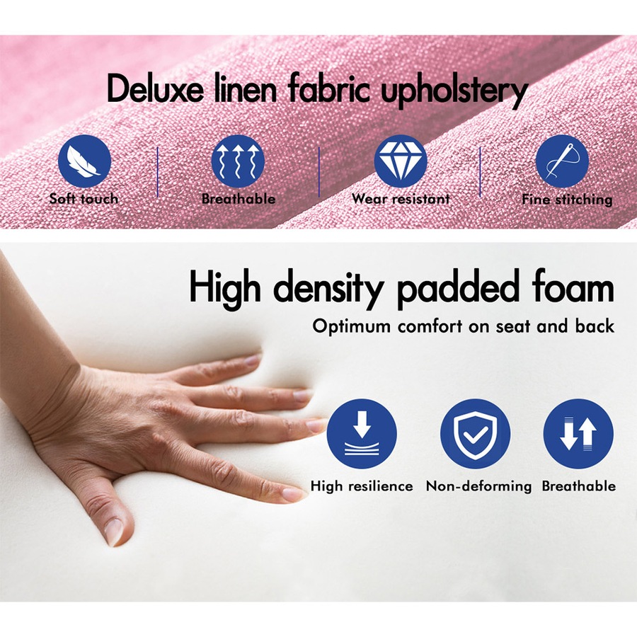 ALFORDSON Wooden Armchair Accent Chair Fabric Lounge Sofa Couch Seat Pink