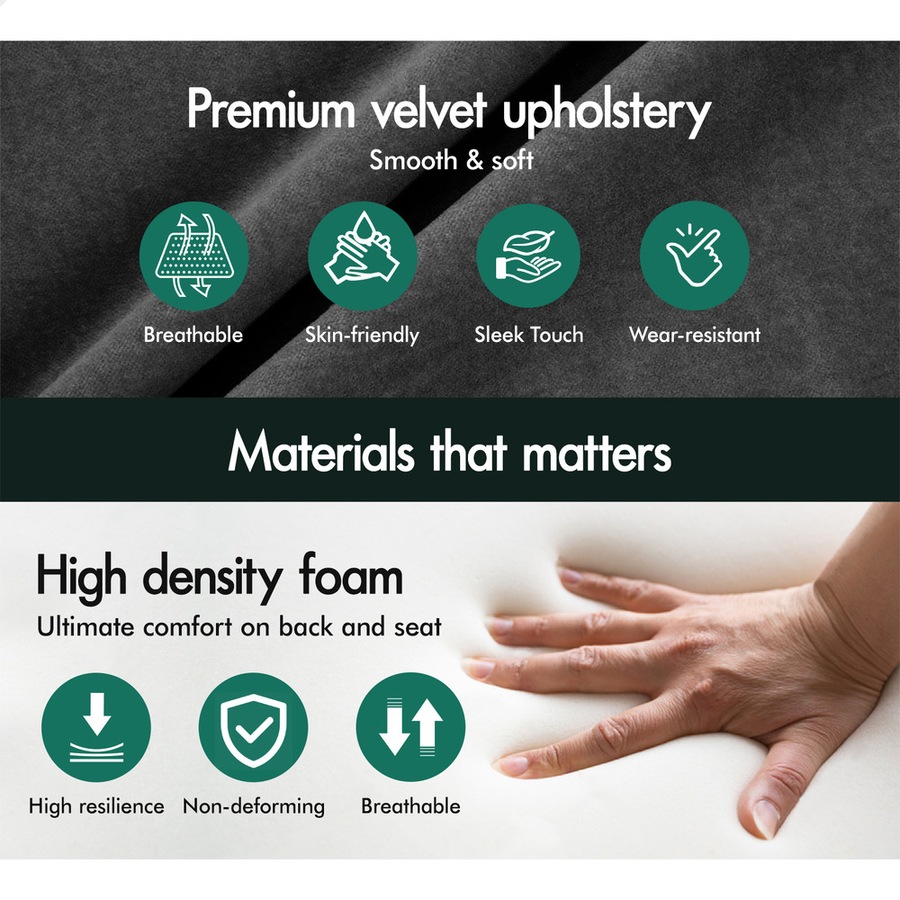 ALFORDSON Wooden Armchair Velvet Accent Lounge Accent Chair Ottoman Sofa Footstool