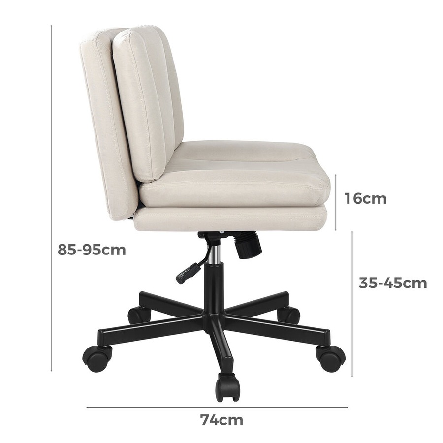 ALFORDSON Armless Office Desk Chair Mid Back Fabric Beige
