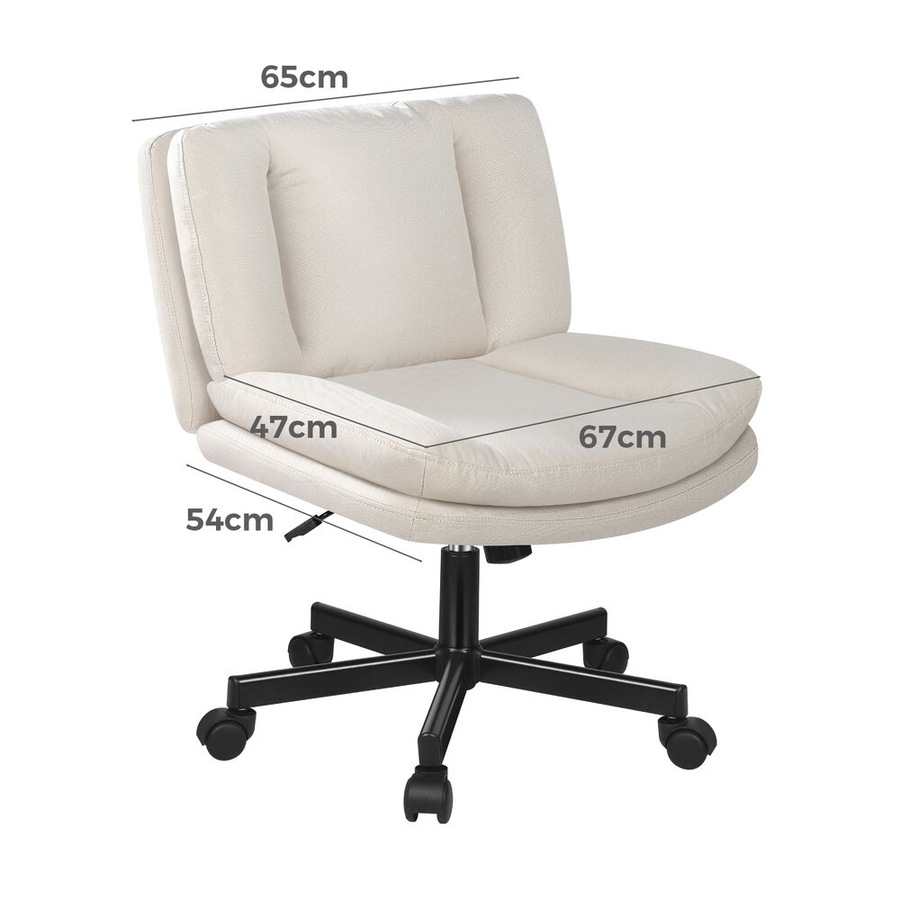 ALFORDSON Armless Office Desk Chair Mid Back Fabric Beige