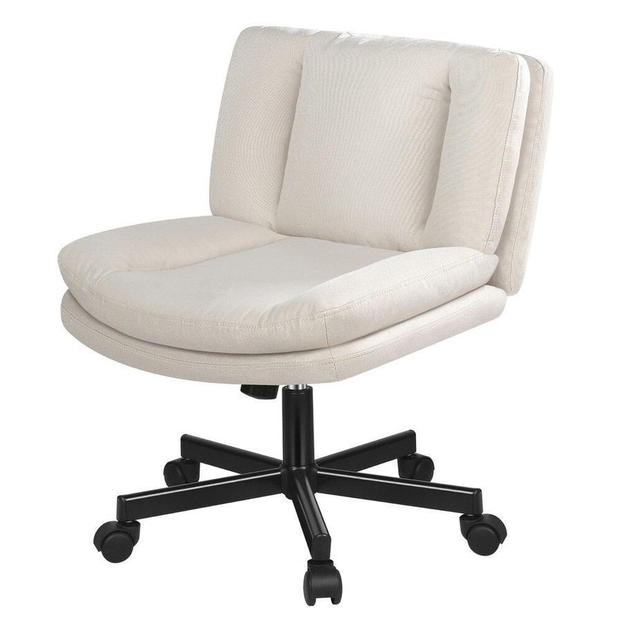 ALFORDSON Armless Office Desk Chair Mid Back Fabric Beige