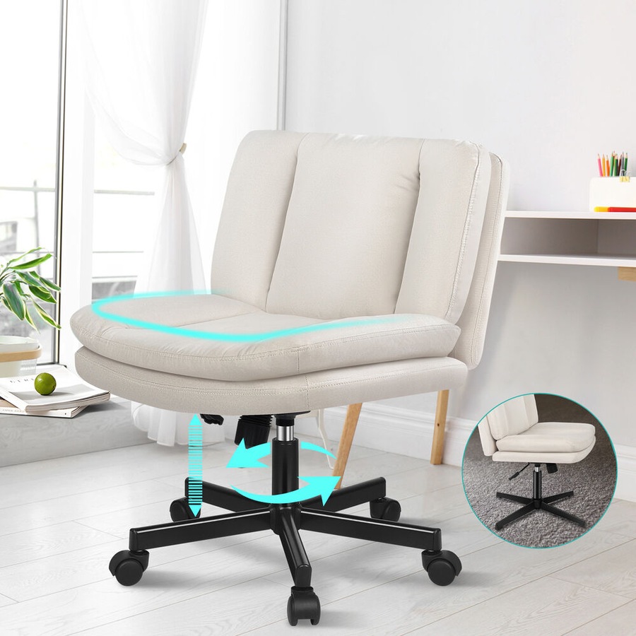 ALFORDSON Armless Office Desk Chair Mid Back Fabric Beige