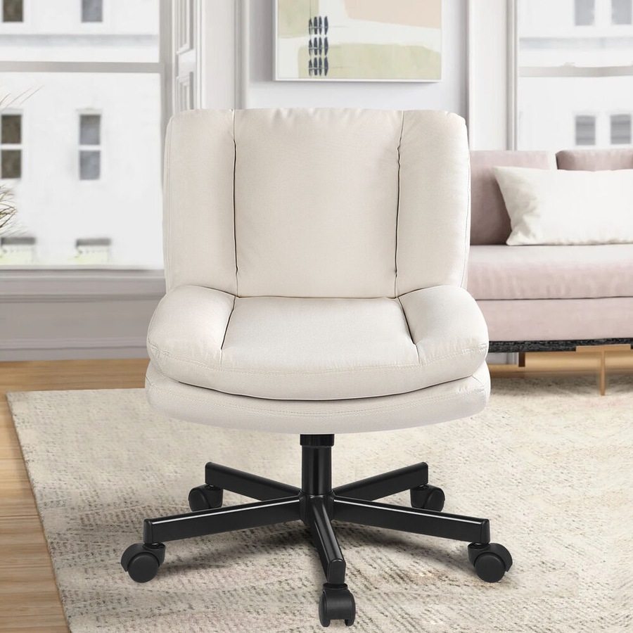 ALFORDSON Armless Office Desk Chair Mid Back Fabric Beige