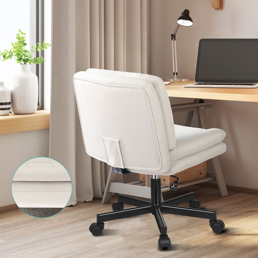 ALFORDSON Armless Office Desk Chair Mid Back Fabric Beige