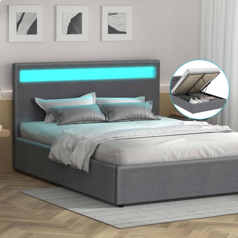 Buy ALFORDSON Bed Frame Double Queen King RGB LED Gas Lift Storage Base