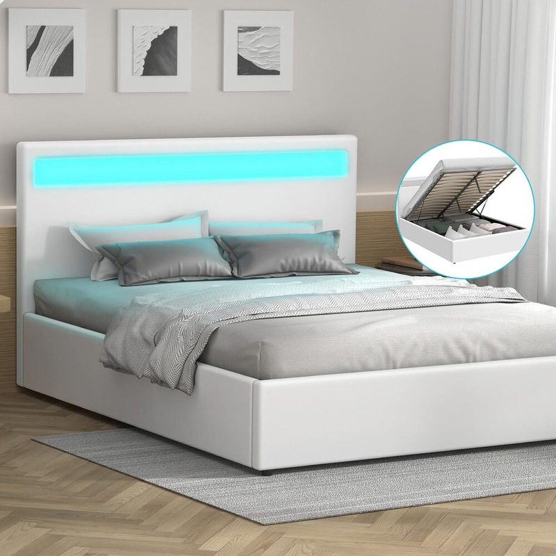 Buy ALFORDSON Bed Frame Double Queen King RGB LED Gas Lift Storage Base