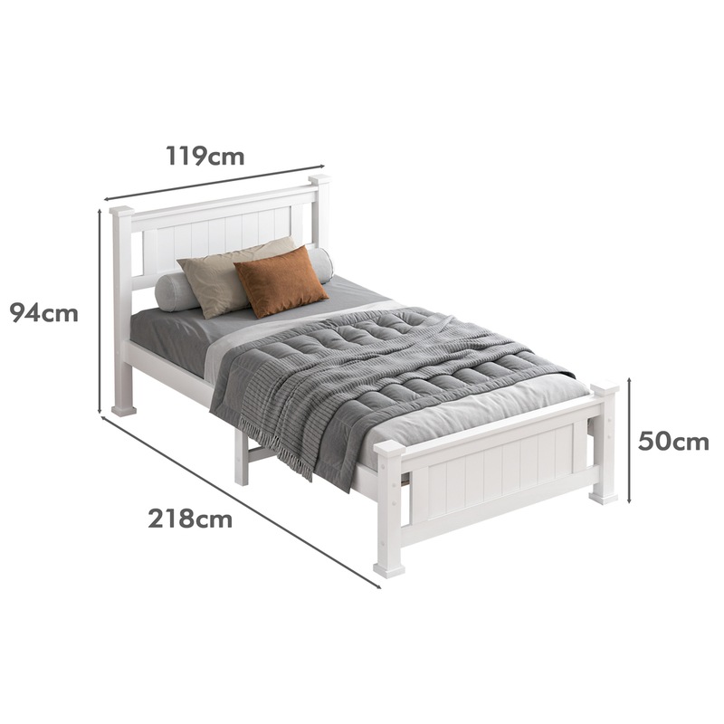Buy ALFORDSON Bed Frame King Single Size Arne Wooden Base (White) MyDeal