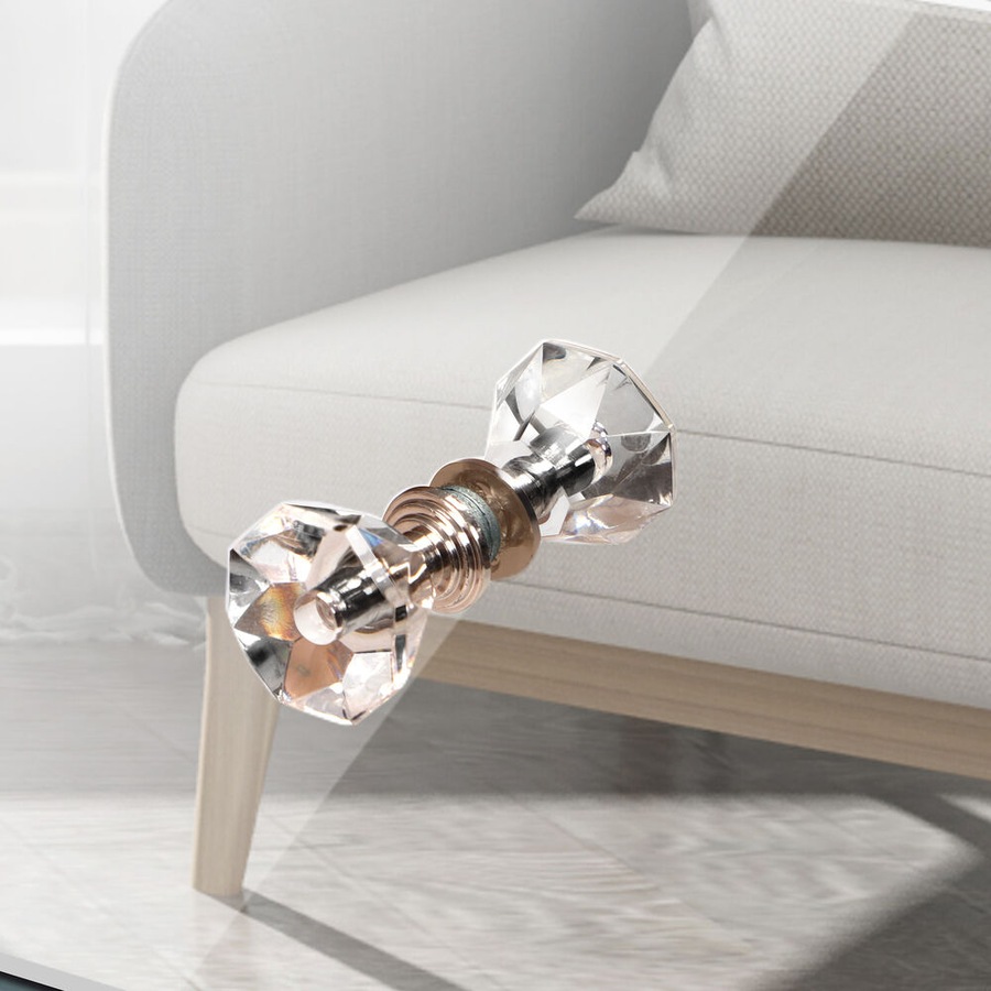 ALFORDSON Bedside Table - Ainsley 3 Drawers Luxury Mirrored Glass Nightstand (Silver)