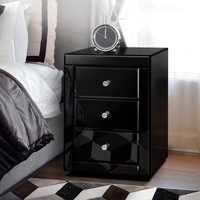3 Drawers ALFORDSON Bedside Table Freya Mirrored Nightstand (Black)
