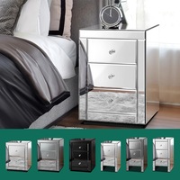 ALFORDSON Mirrored Bedside Table Cabinet Nightstand Side End Table Drawers