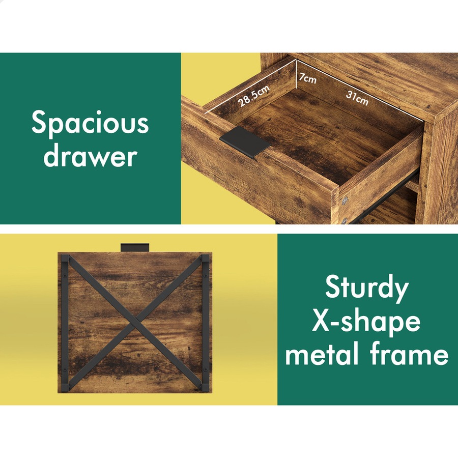 ALFORDSON Bedside Table Retro Nightstand Side Cabinet Oak