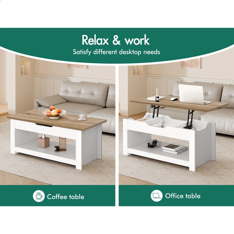 2-in-1 ALFORDSON Coffee Table Lift Up Top Wood