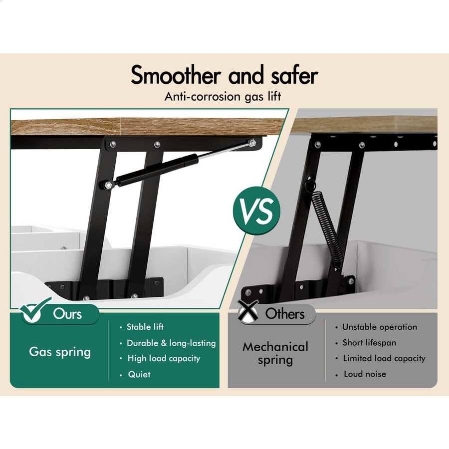 2-in-1 ALFORDSON Coffee Table Lift Up Top Wood