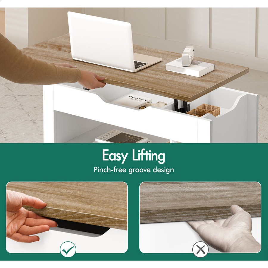 2-in-1 ALFORDSON Coffee Table Lift Up Top Wood