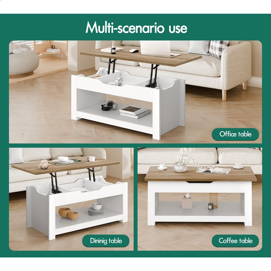 2-in-1 ALFORDSON Coffee Table Lift Up Top Wood