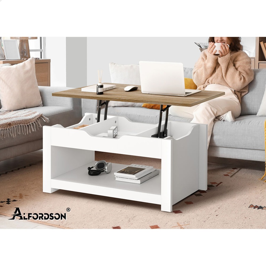 2-in-1 ALFORDSON Coffee Table Lift Up Top Wood