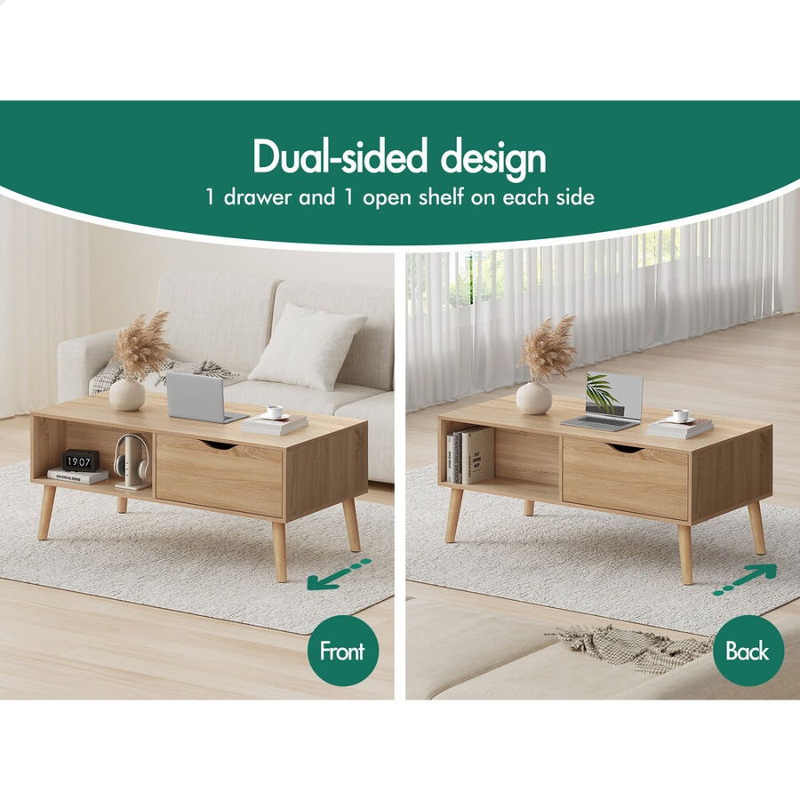 ALFORDSON Coffee Table Storage Tables 2 Drawers Shelf Modern Desk Wood