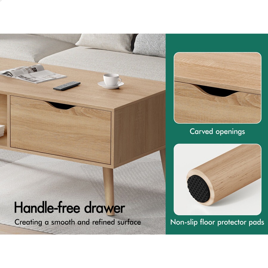 ALFORDSON Coffee Table Storage Tables 2 Drawers Shelf Modern Desk Wood