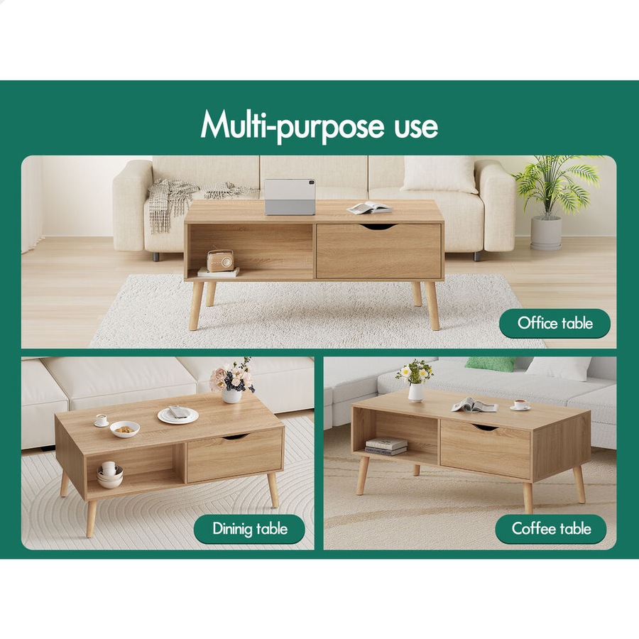 ALFORDSON Coffee Table Storage Tables 2 Drawers Shelf Modern Desk Wood