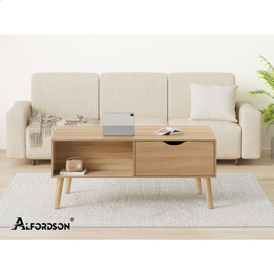 ALFORDSON Coffee Table Storage Tables 2 Drawers Shelf Modern Desk Wood