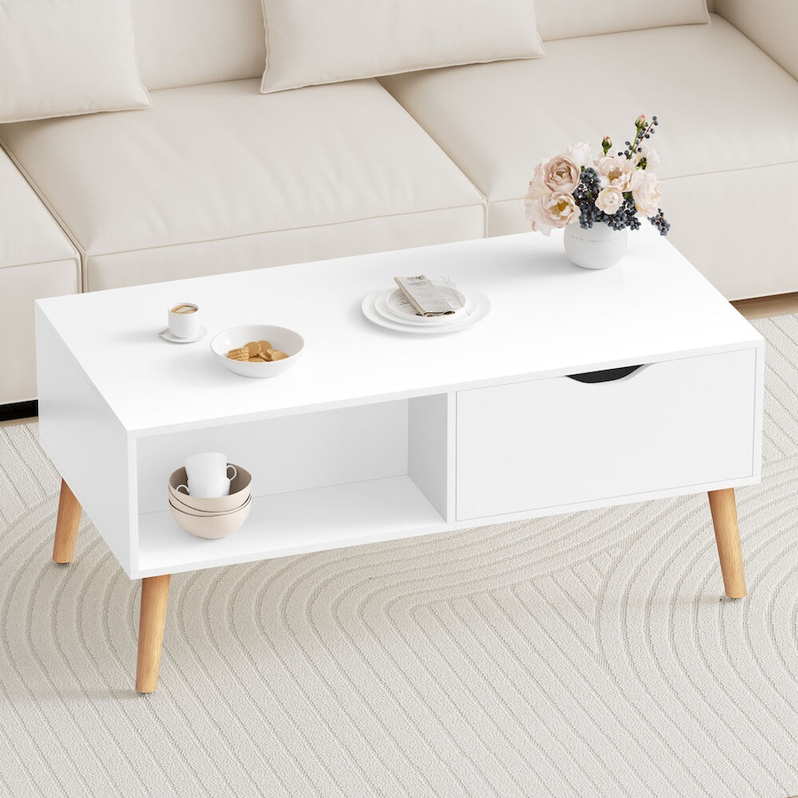 ALFORDSON Coffee Table Storage Tables 2 Drawers White