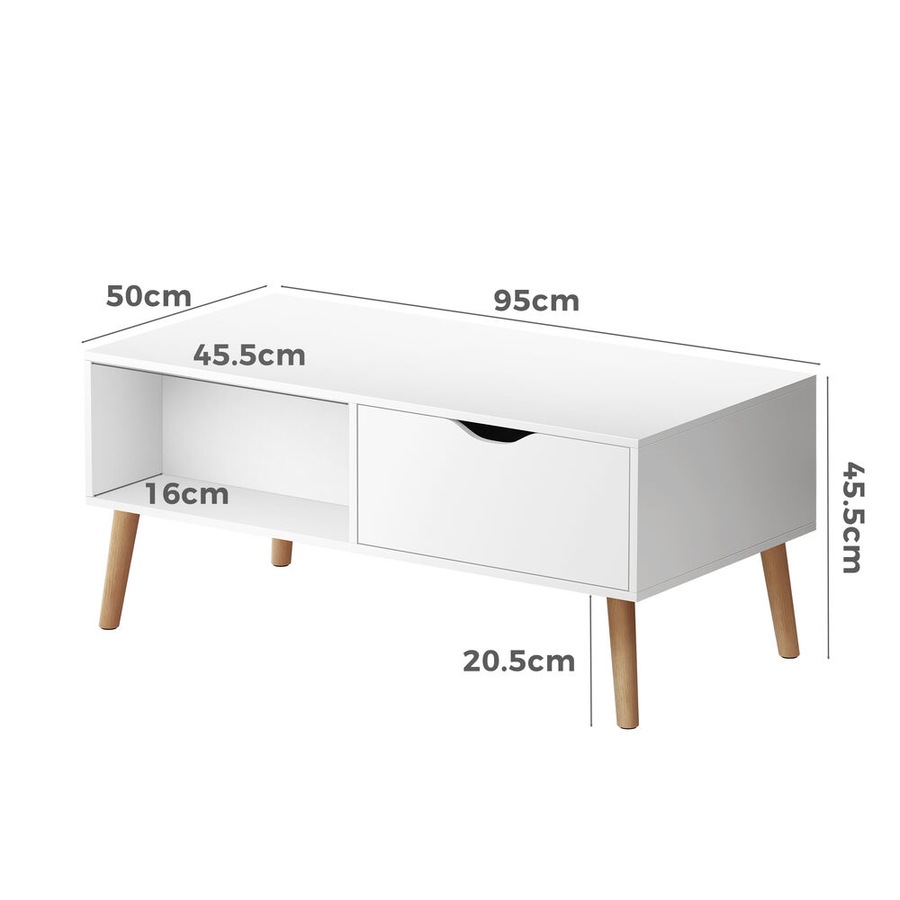 ALFORDSON Coffee Table Storage Tables 2 Drawers White