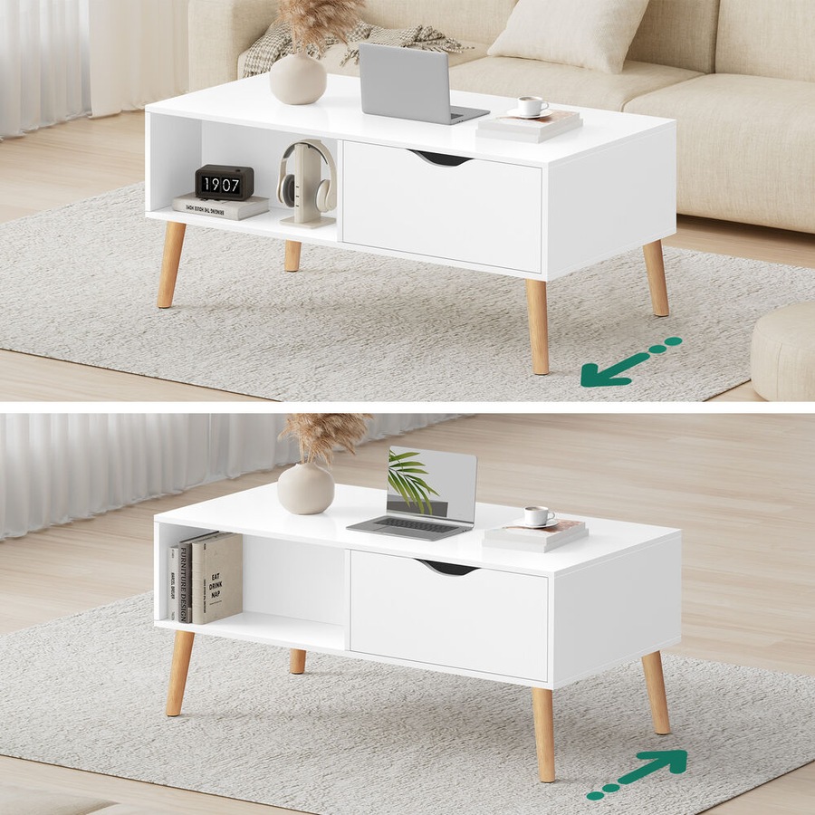 ALFORDSON Coffee Table Storage Tables 2 Drawers White