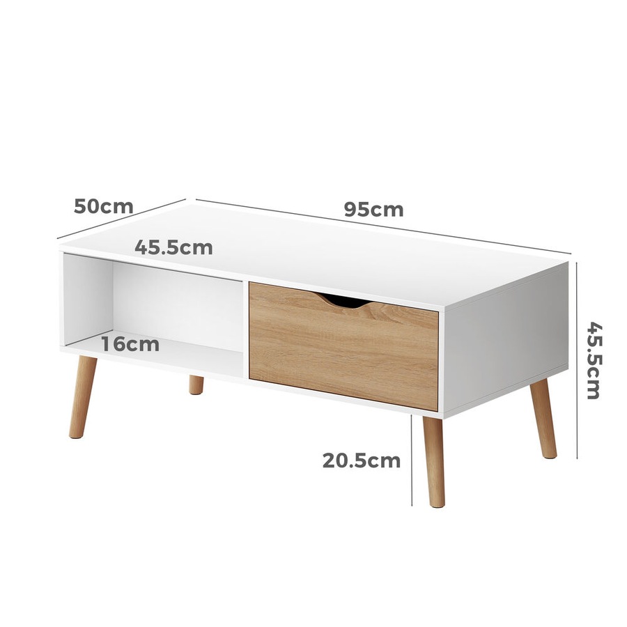 ALFORDSON Coffee Table Storage Tables 2 Drawers White & Wood